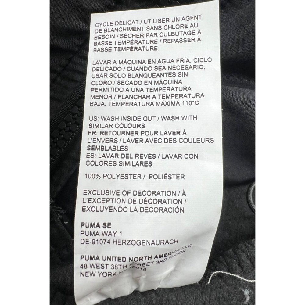 Puma Mens Black Zip-Up Fleece Jacket With Nylon Chest Panel & Logo Size XL - Picture 8 of 14